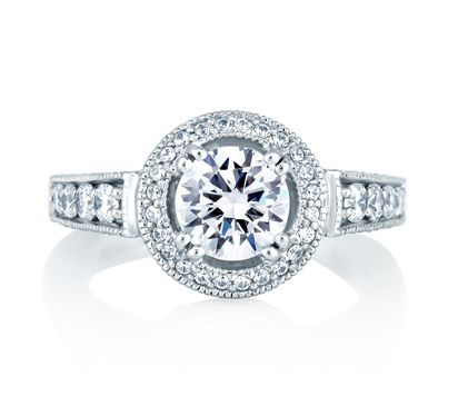 Classic halo engagement rings